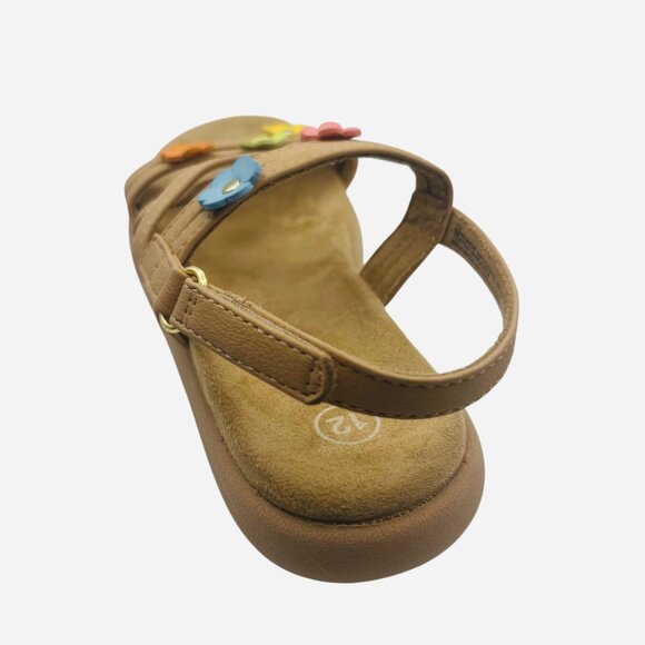 Toddler Girls' Tan Gladiator Sandals Floral Straps Hook & Loop Summer Size 12 - Picture 6 of 7